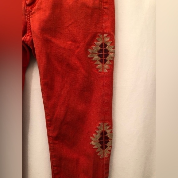 AG Adriano Goldschmied Super Skinny Legging Santa Fe Embroidered Orange Jeans 25 - Picture 2 of 15